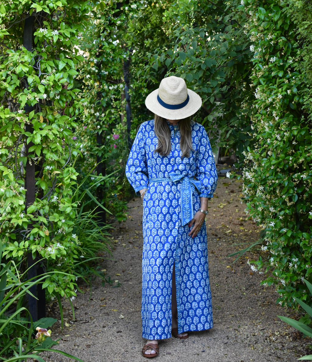 Túnica Eze Azul flores blancas