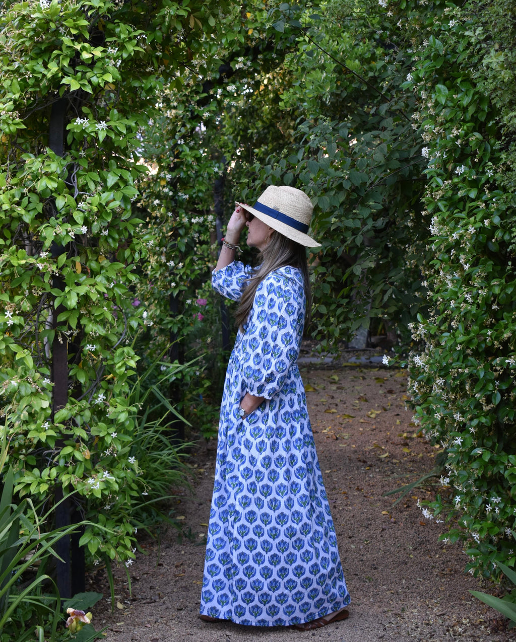 Vestido Bolero Cannes Blanco/flores azules