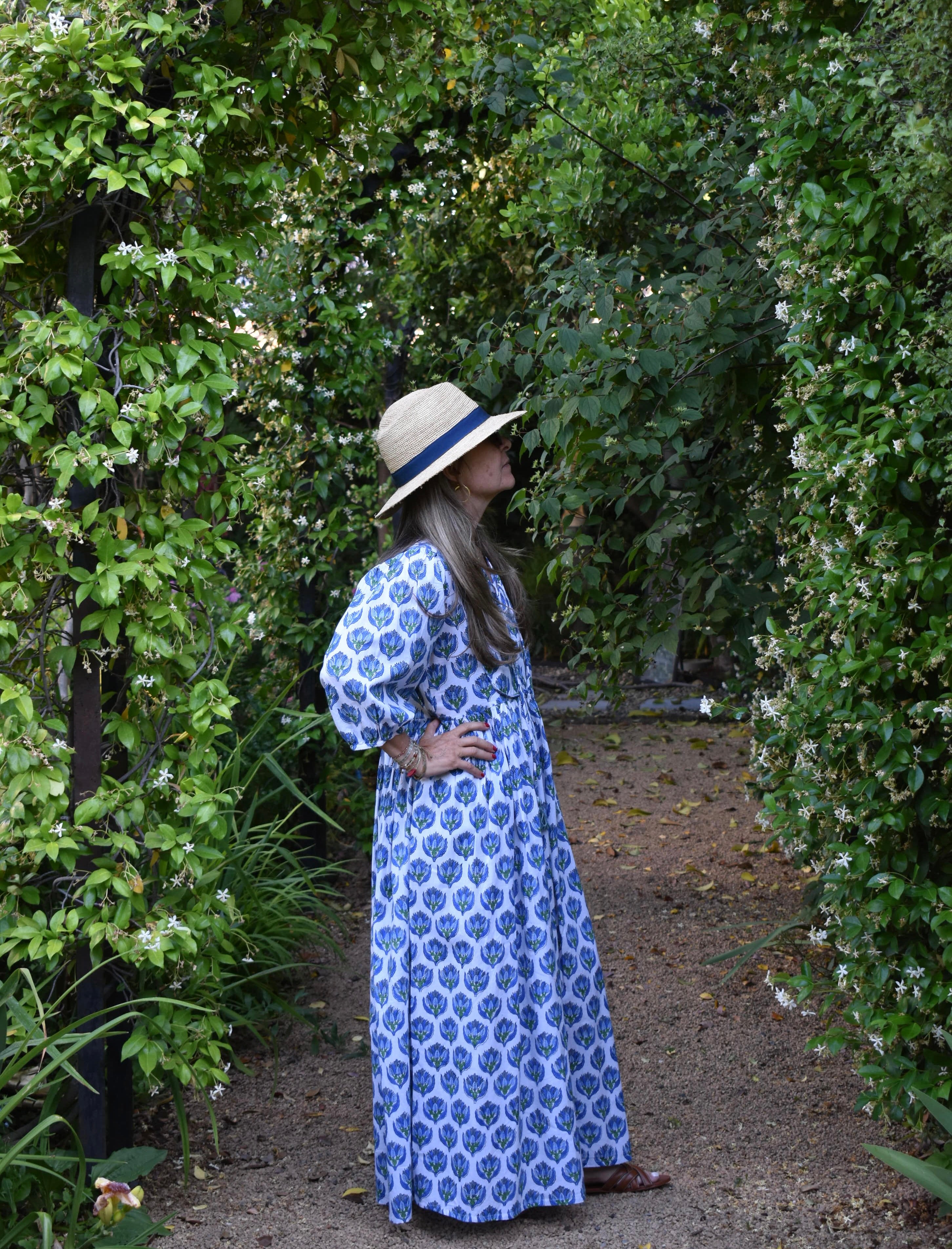 Vestido Bolero Cannes Blanco/flores azules