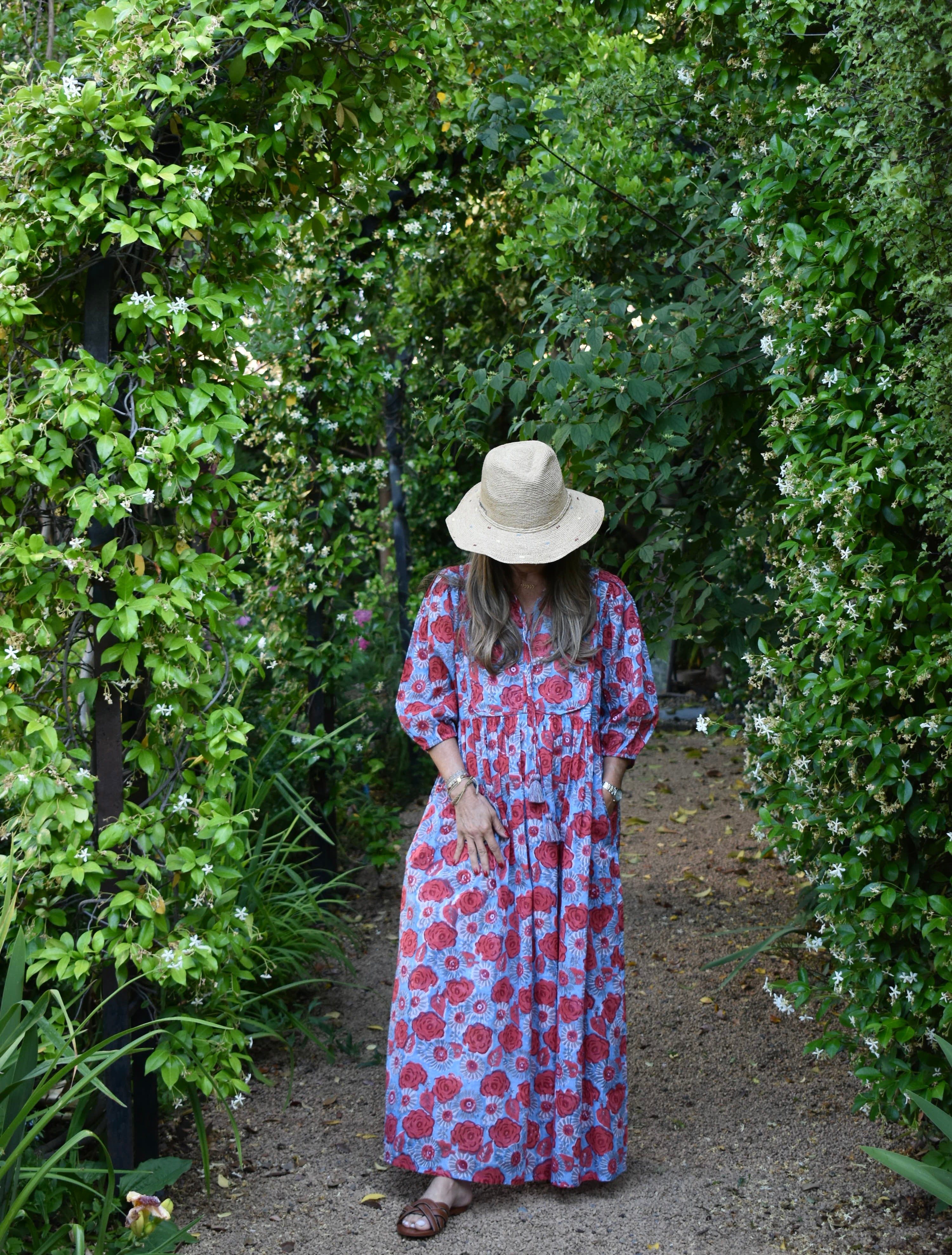 Vestido Bolero Cannes Celeste/flores rojas