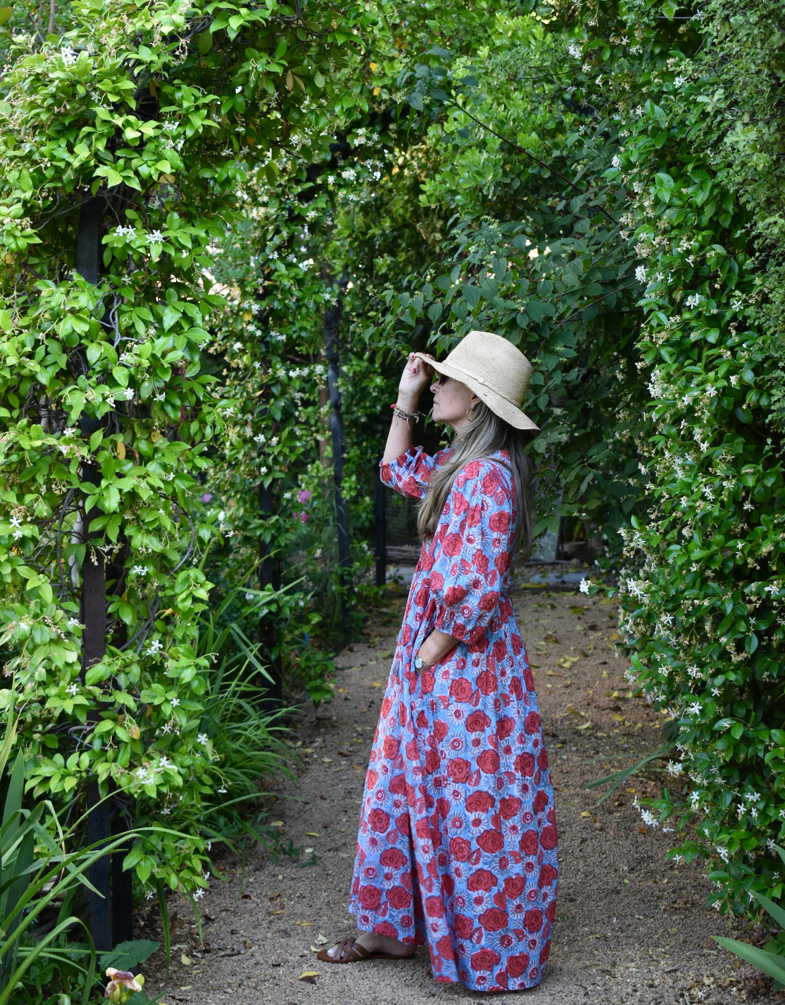 Vestido Bolero Cannes Celeste/flores rojas
