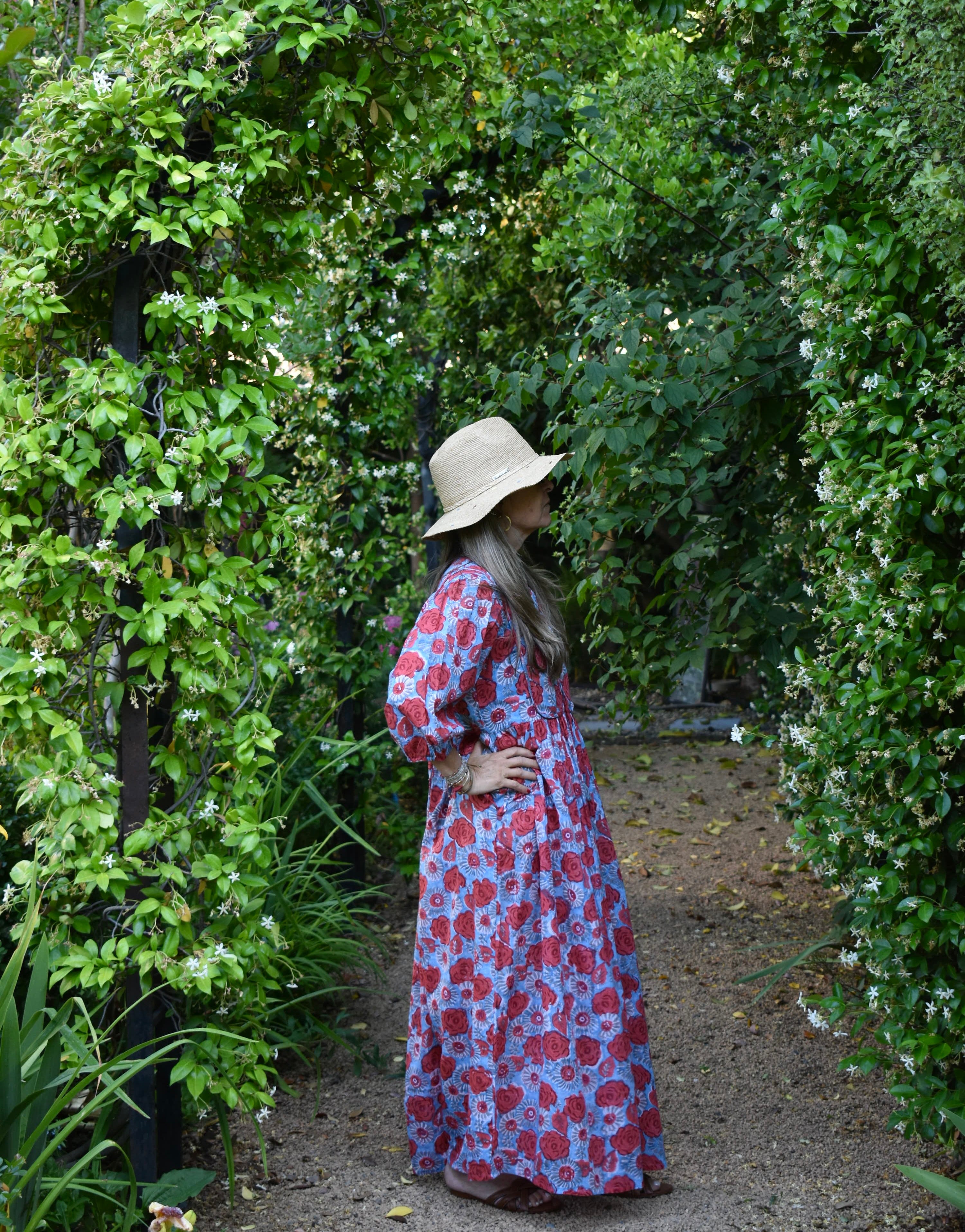 Vestido Bolero Cannes Celeste/flores rojas