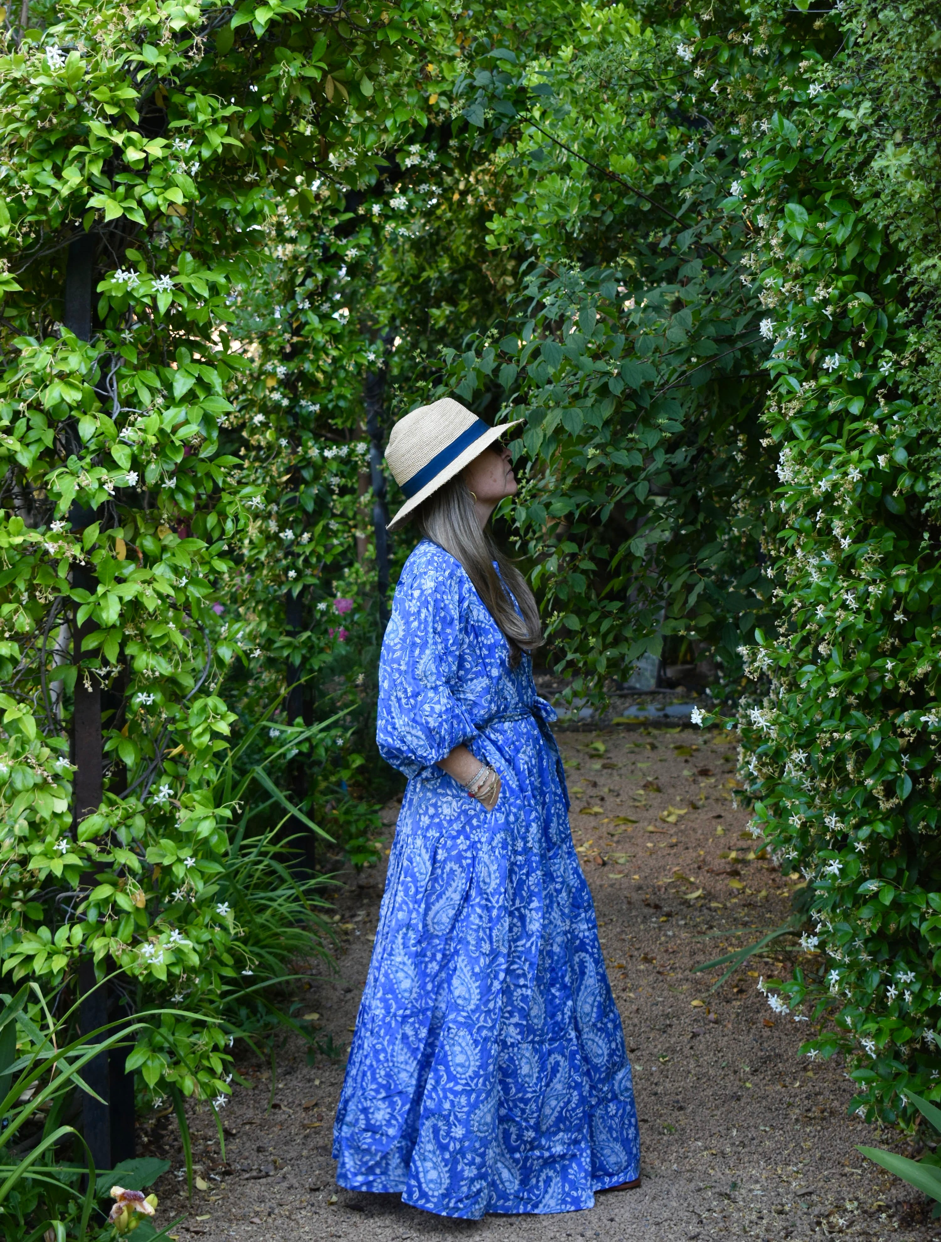 Vestido Manga Globo Niza Paisley celeste