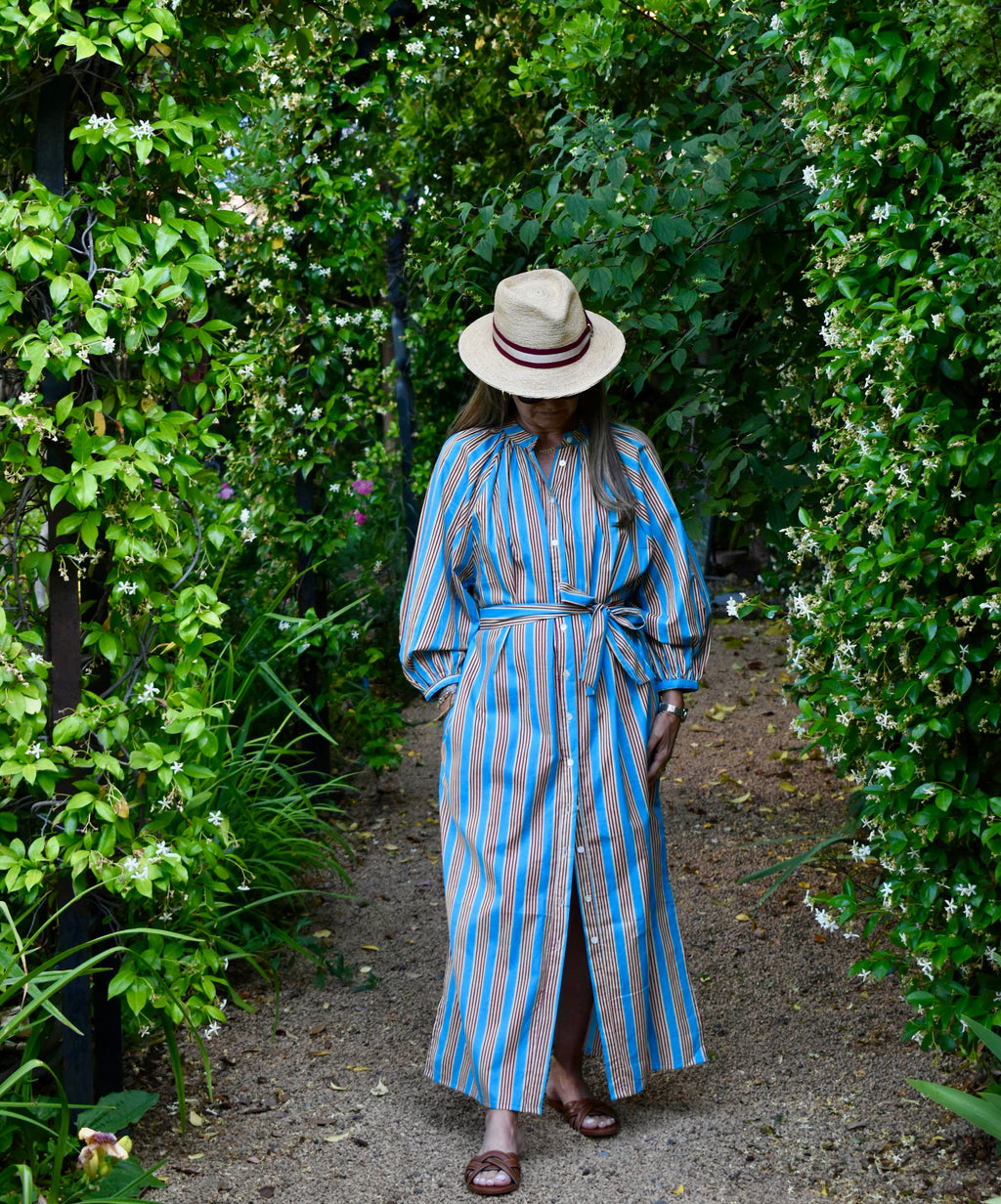 Túnica Antibes  Rayas celeste/rojas