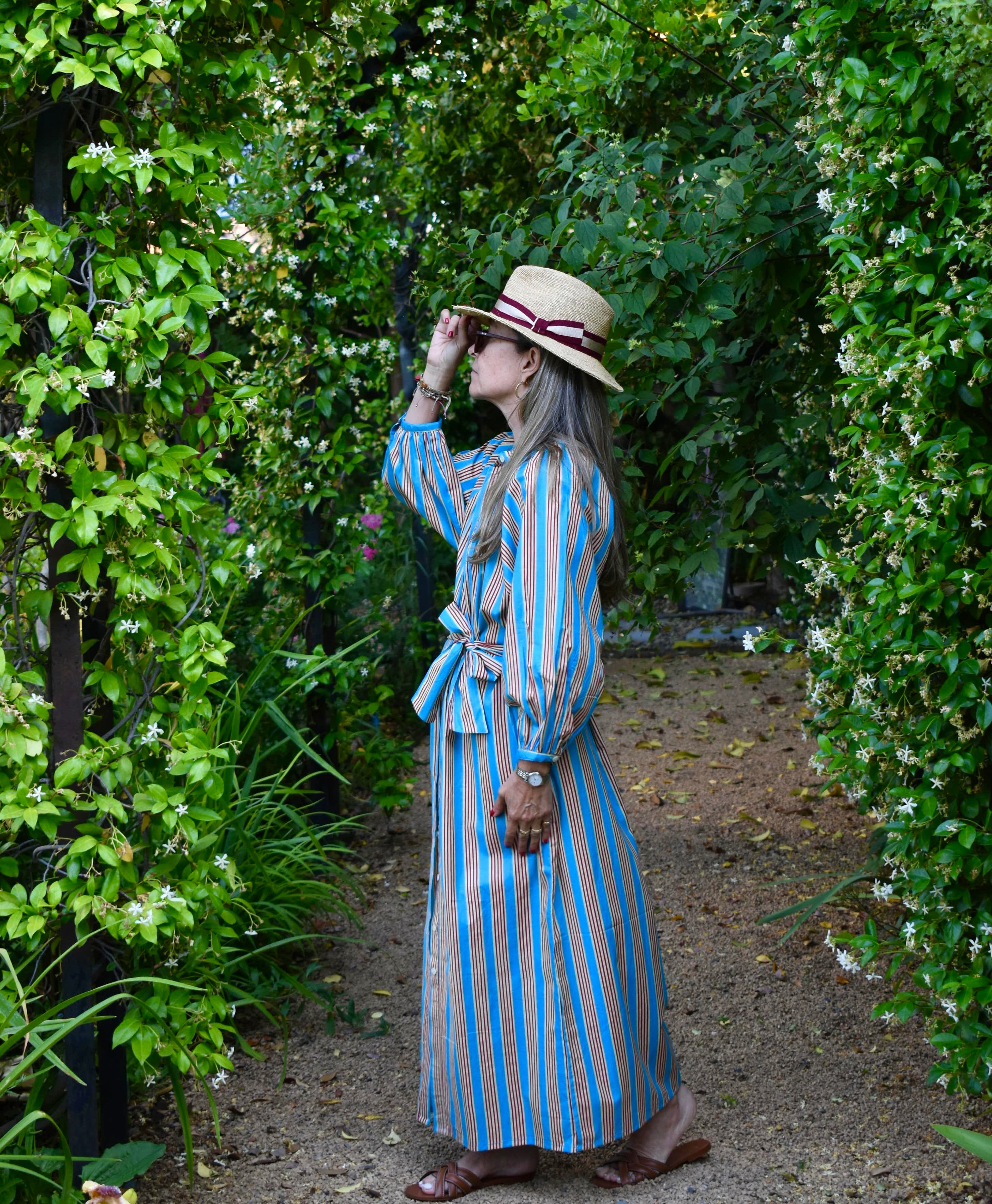 Túnica Antibes  Rayas celeste/rojas