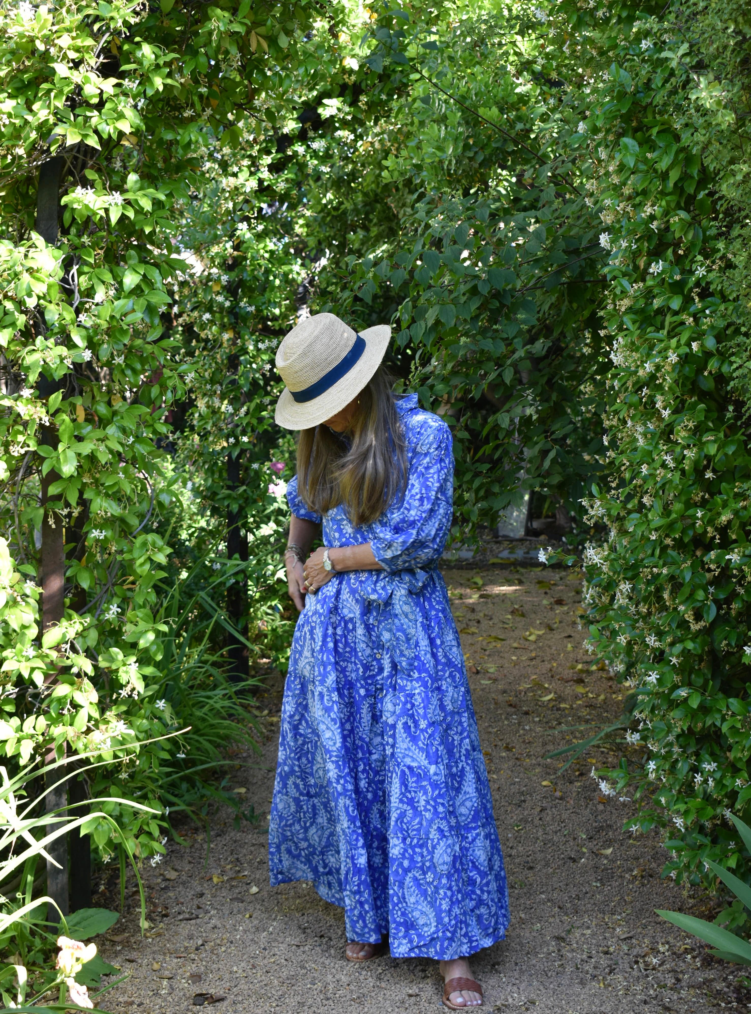 Vestido Paneles Vance Paisley azul