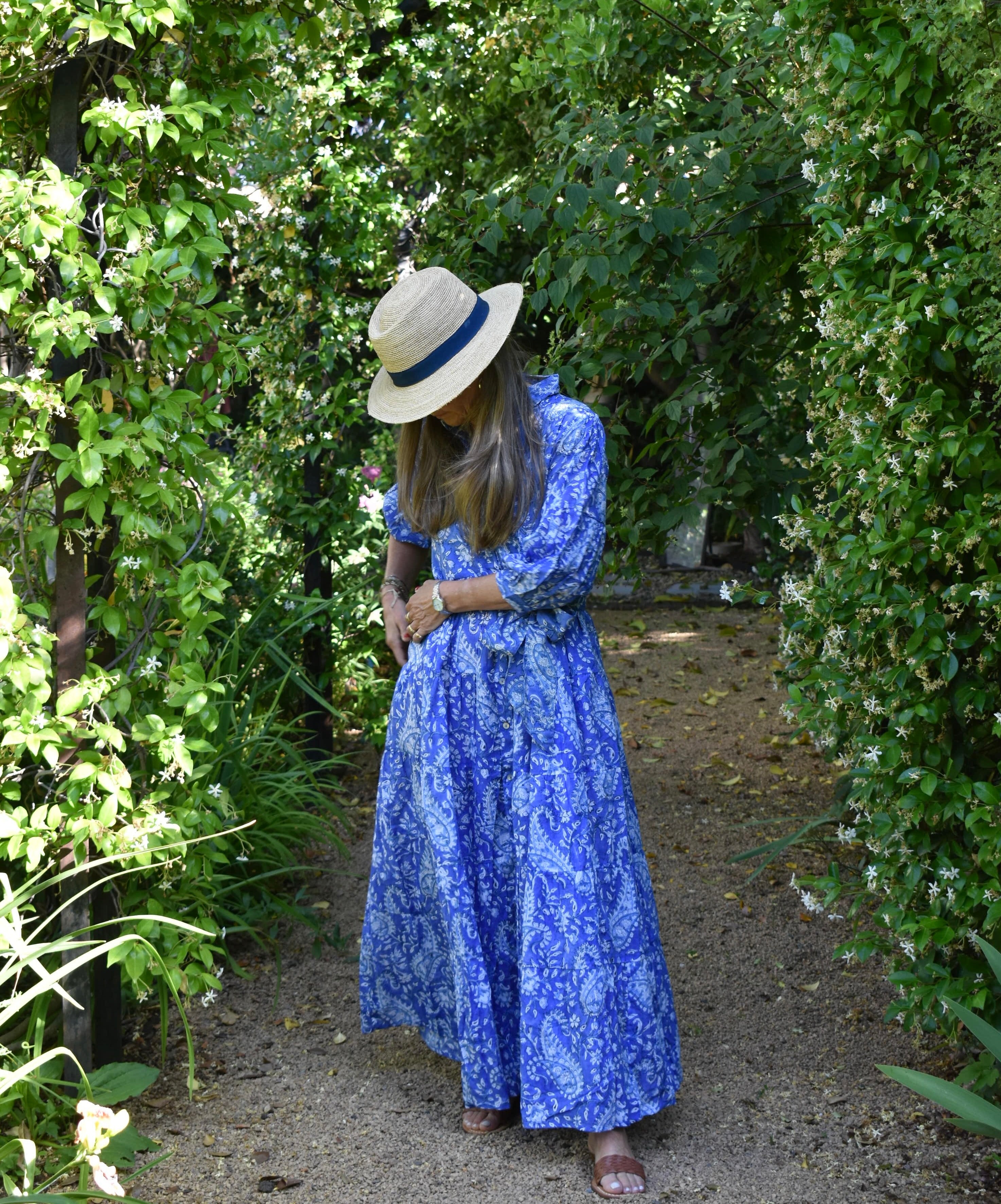Vestido Paneles Vance Paisley azul