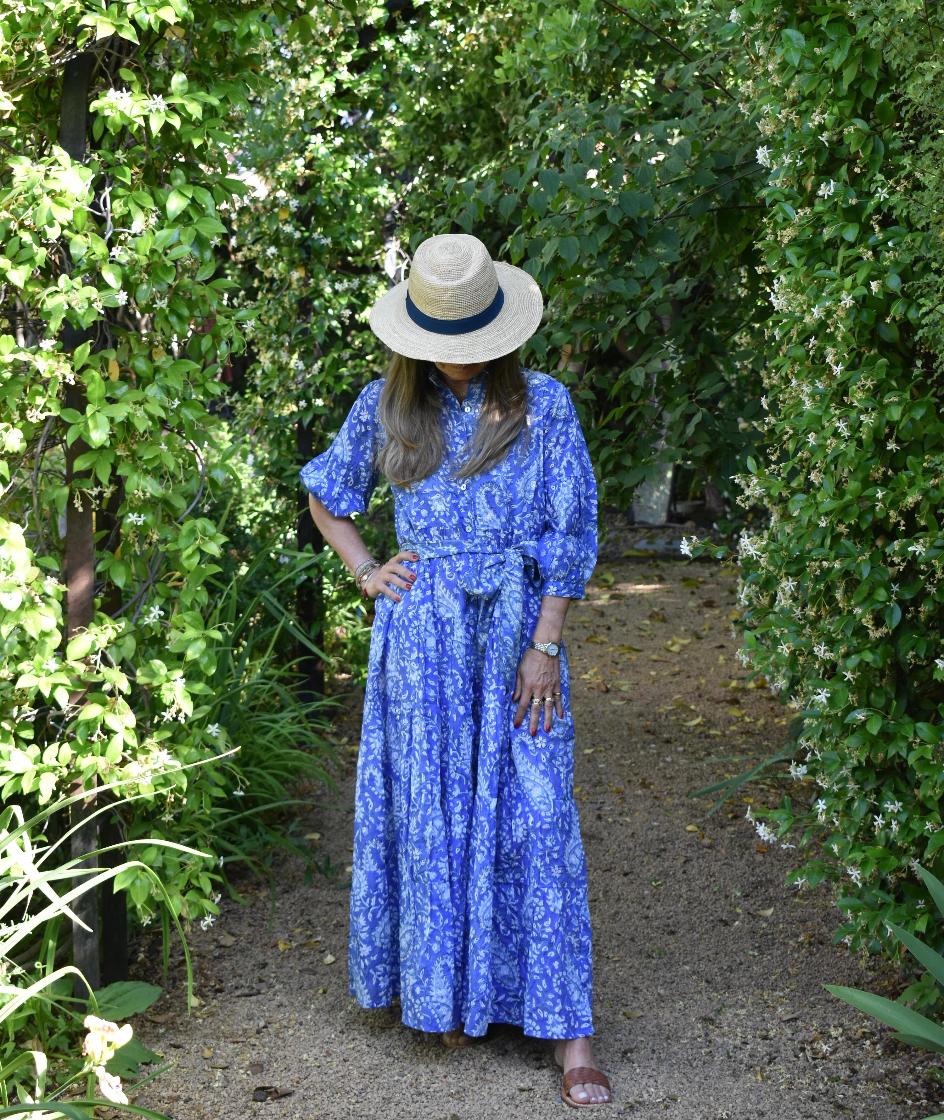 Vestido Paneles Vance Paisley azul