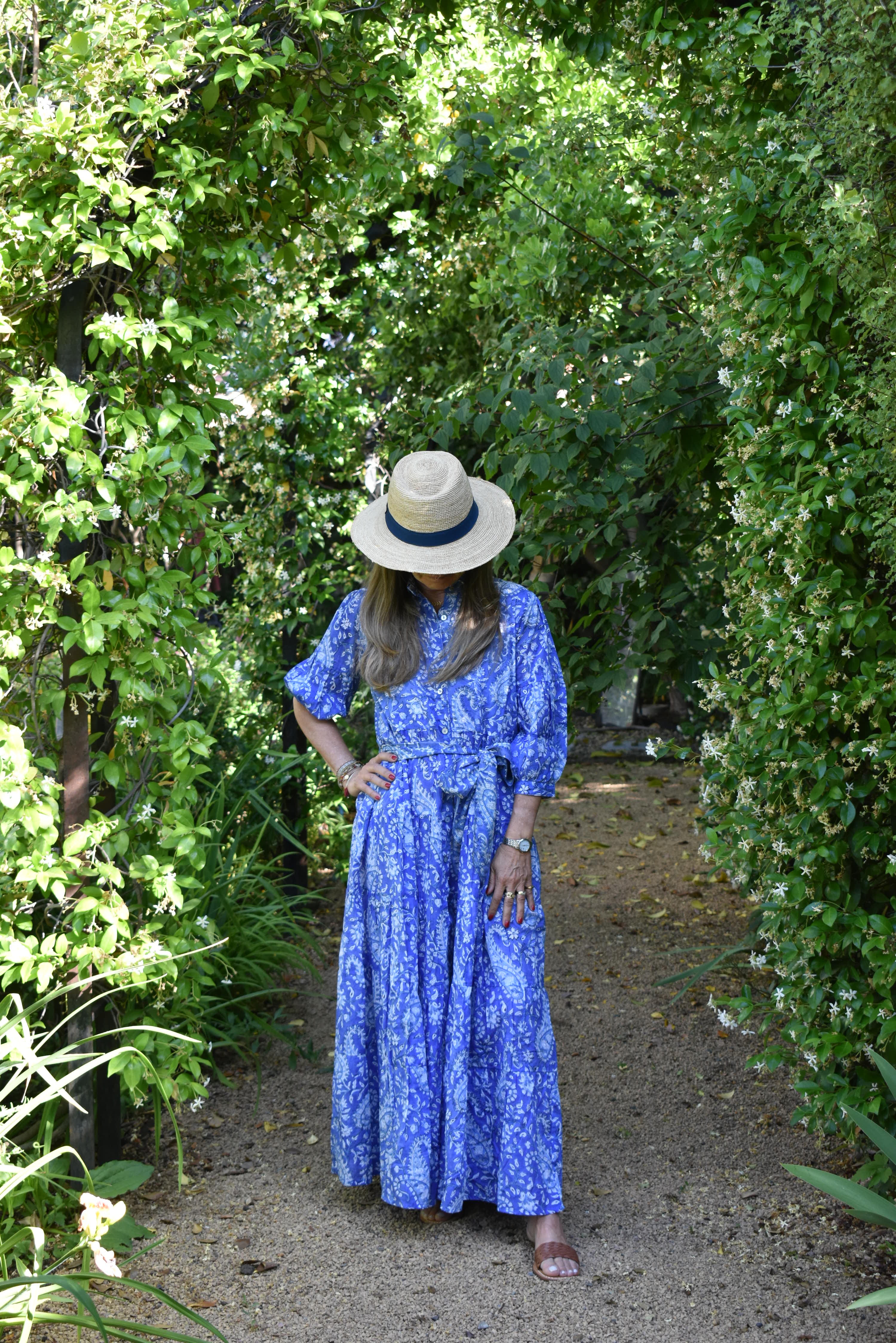 Vestido Paneles Vance Paisley azul