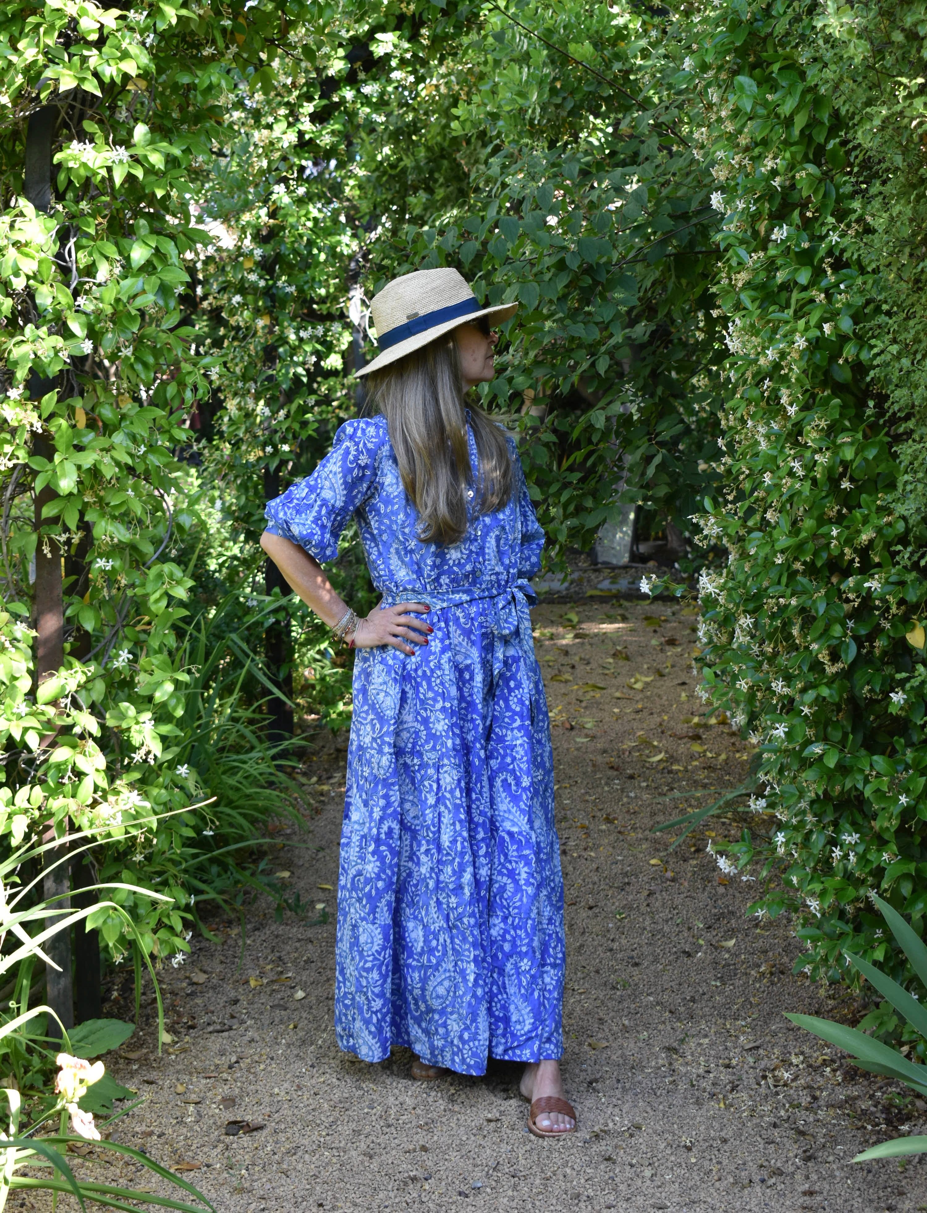 Vestido Paneles Vance Paisley azul
