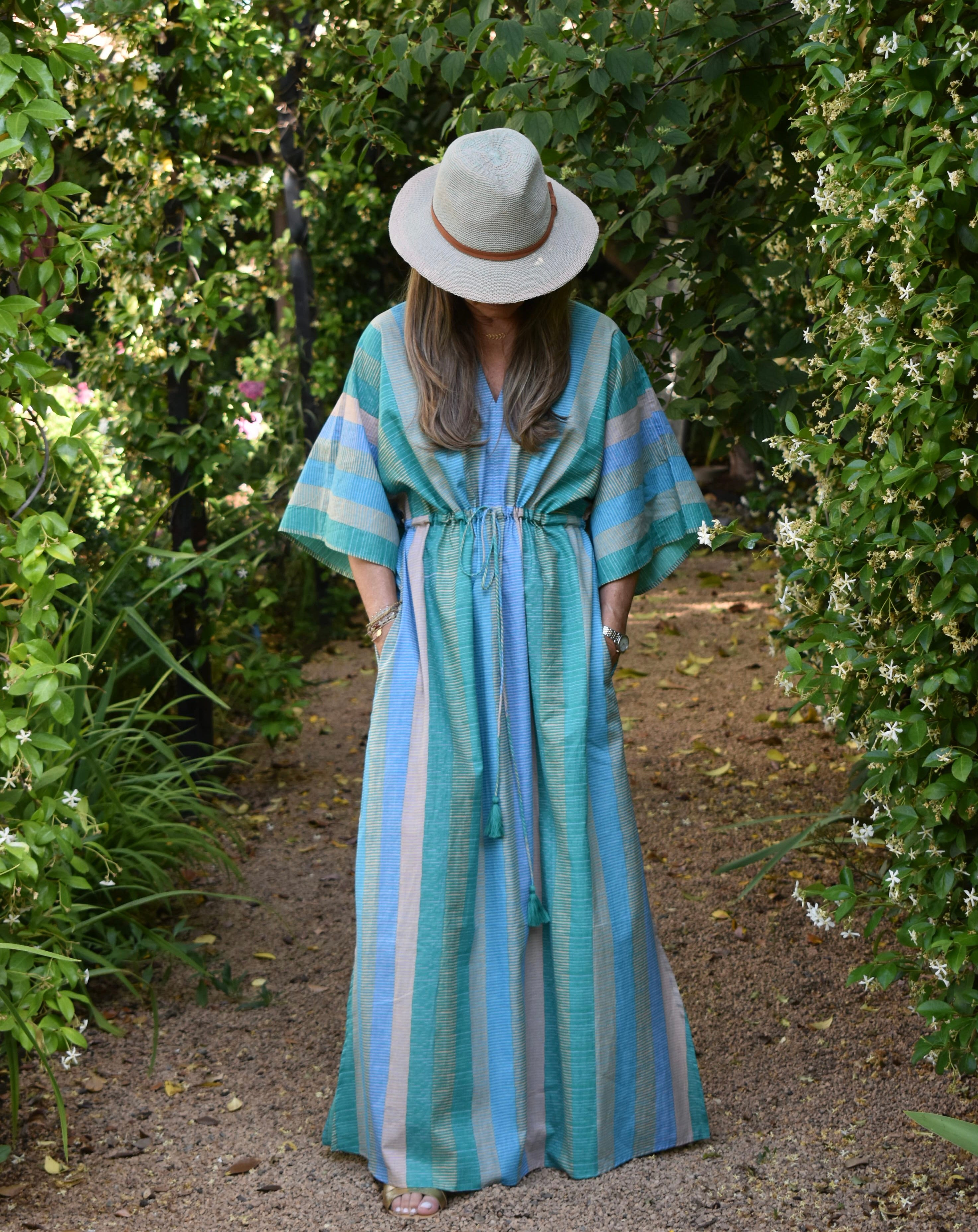 Kaftan Agay verde rayas