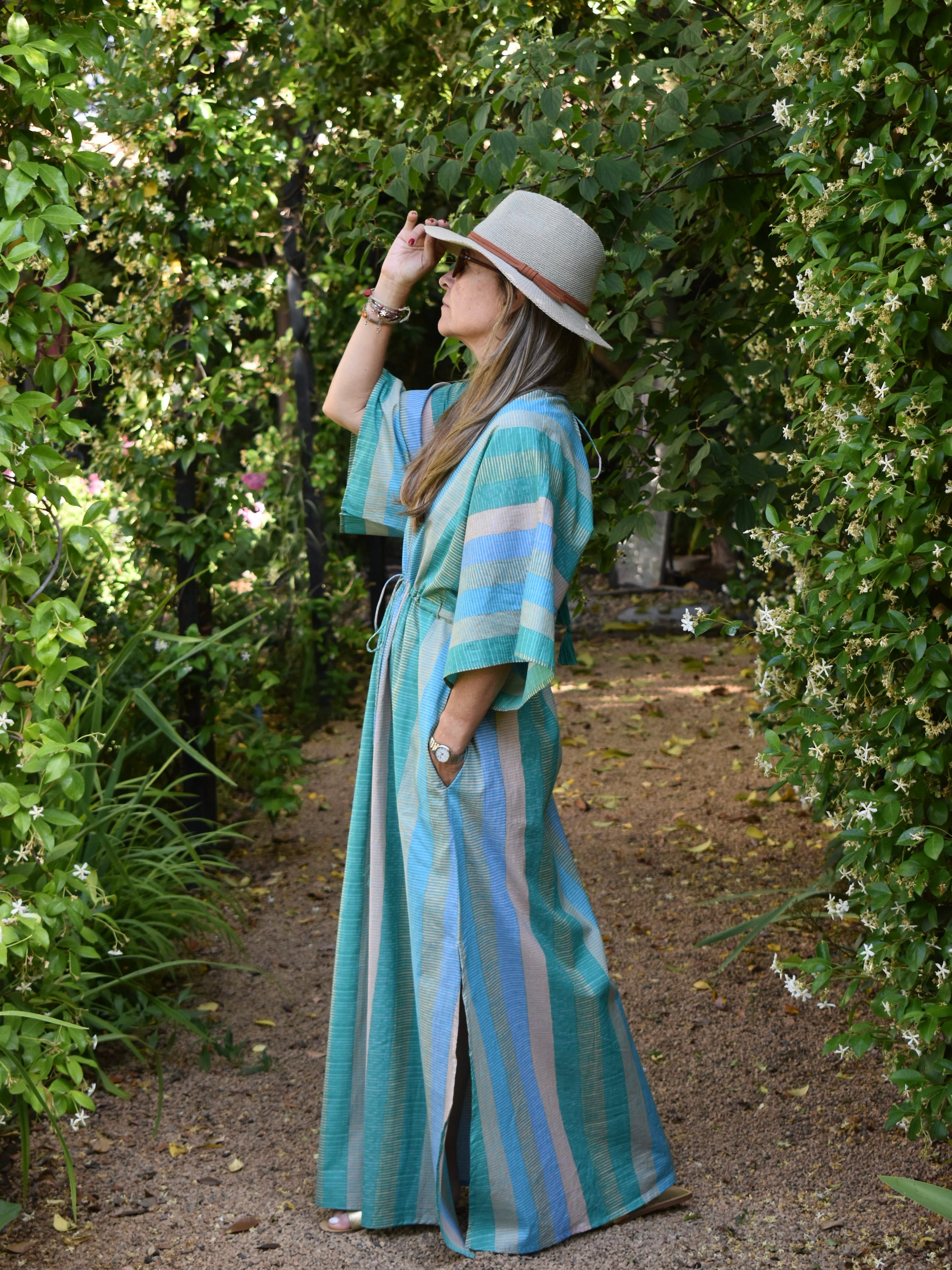 Kaftan Agay verde rayas