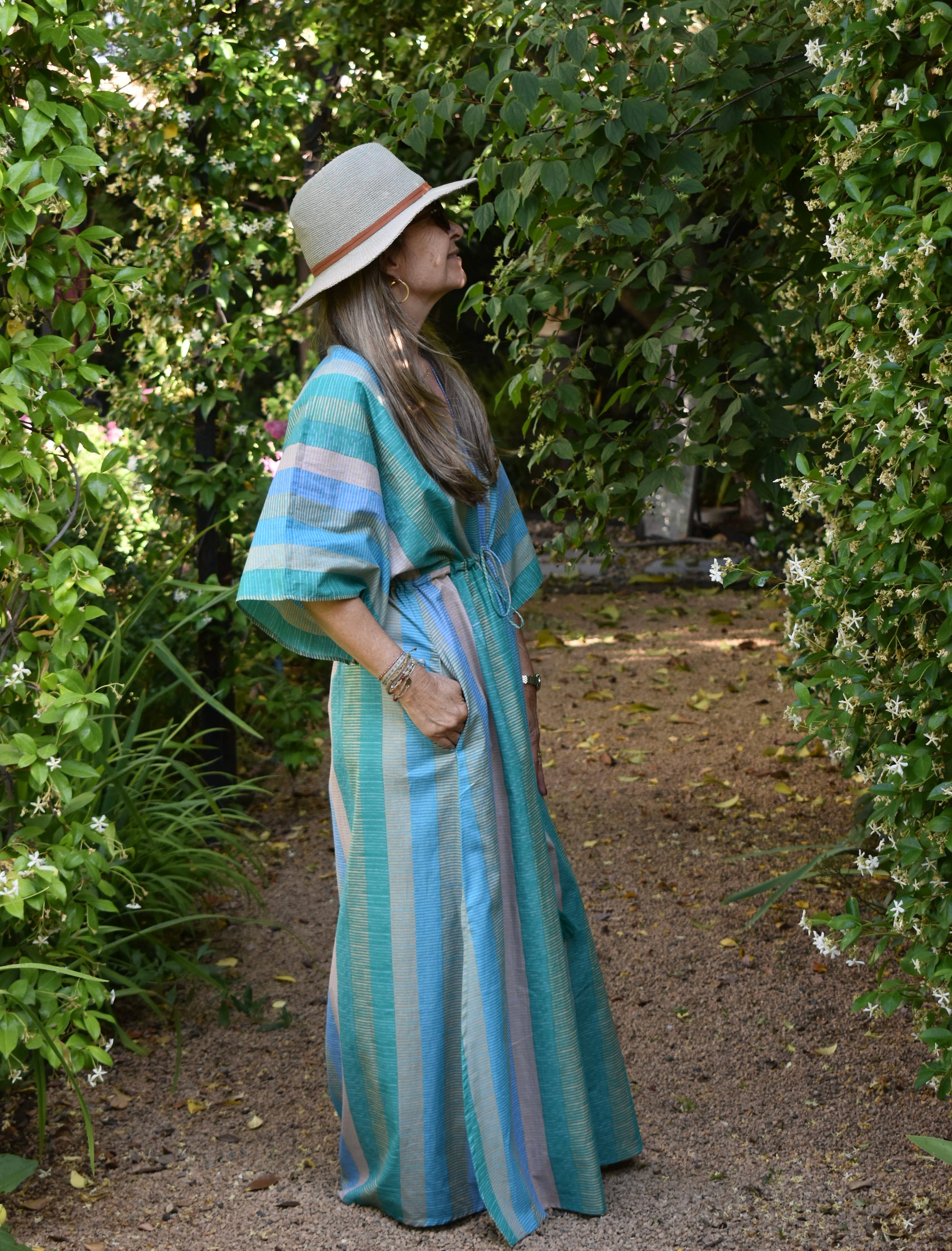 Kaftan Agay verde rayas