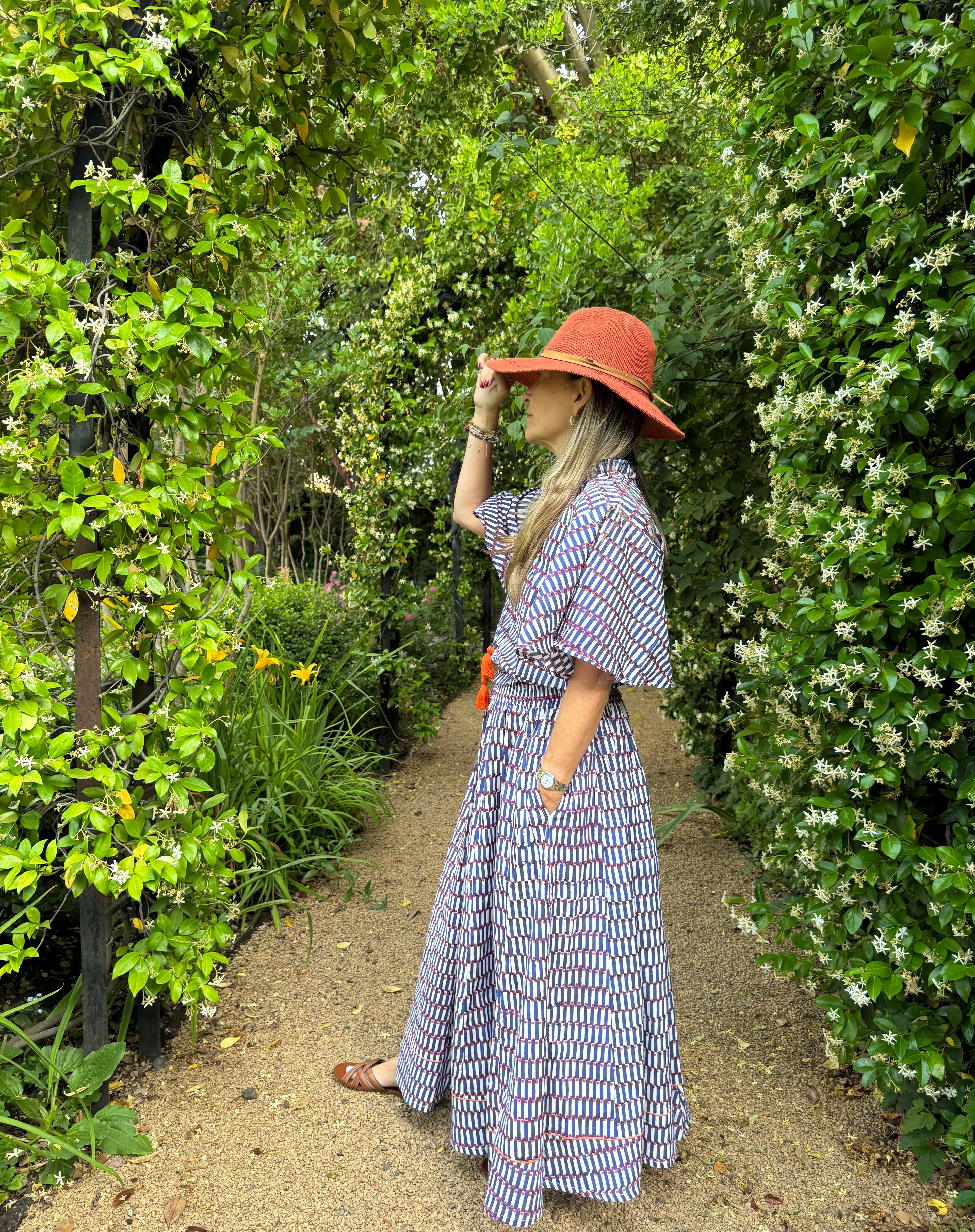 Conjunto Cassis Blanco/rayas azules