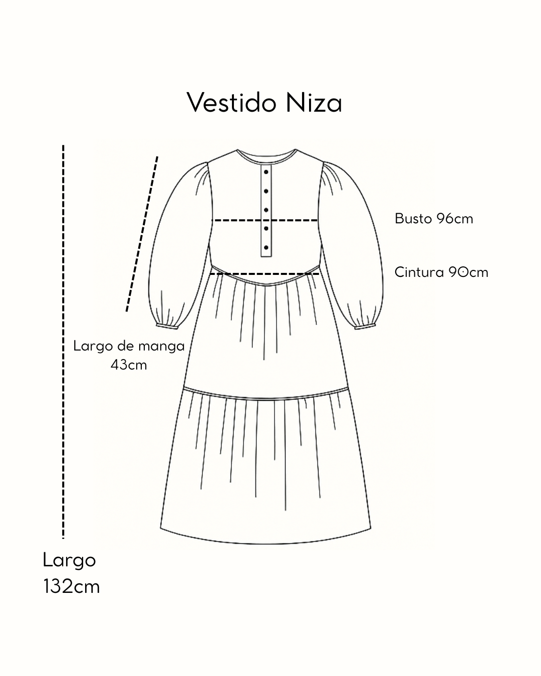 Vestido Manga Globo Niza Paisley celeste