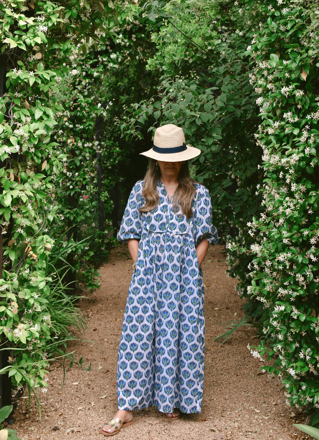 Vestido Bolero Cannes Blanco/flores azules